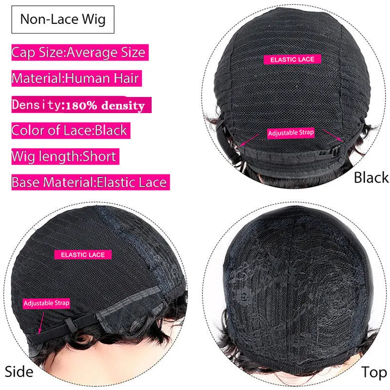 100% Human Hair Wig With Bangs Brazilian Straight Bangs Bob Wigs Full Machine Made Wig For Women Short Bob Wigs 8-16Inch