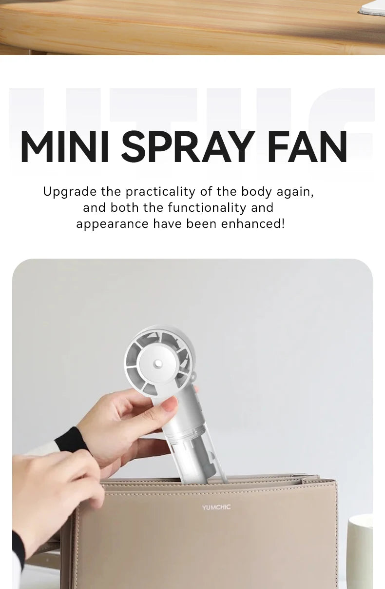HOMEFISH Handheld Misting Fan Portable Mister Fan  Rechargeable Spray Water Mist Fans Mini Cooling Mister Fans with 4 Speed Wind