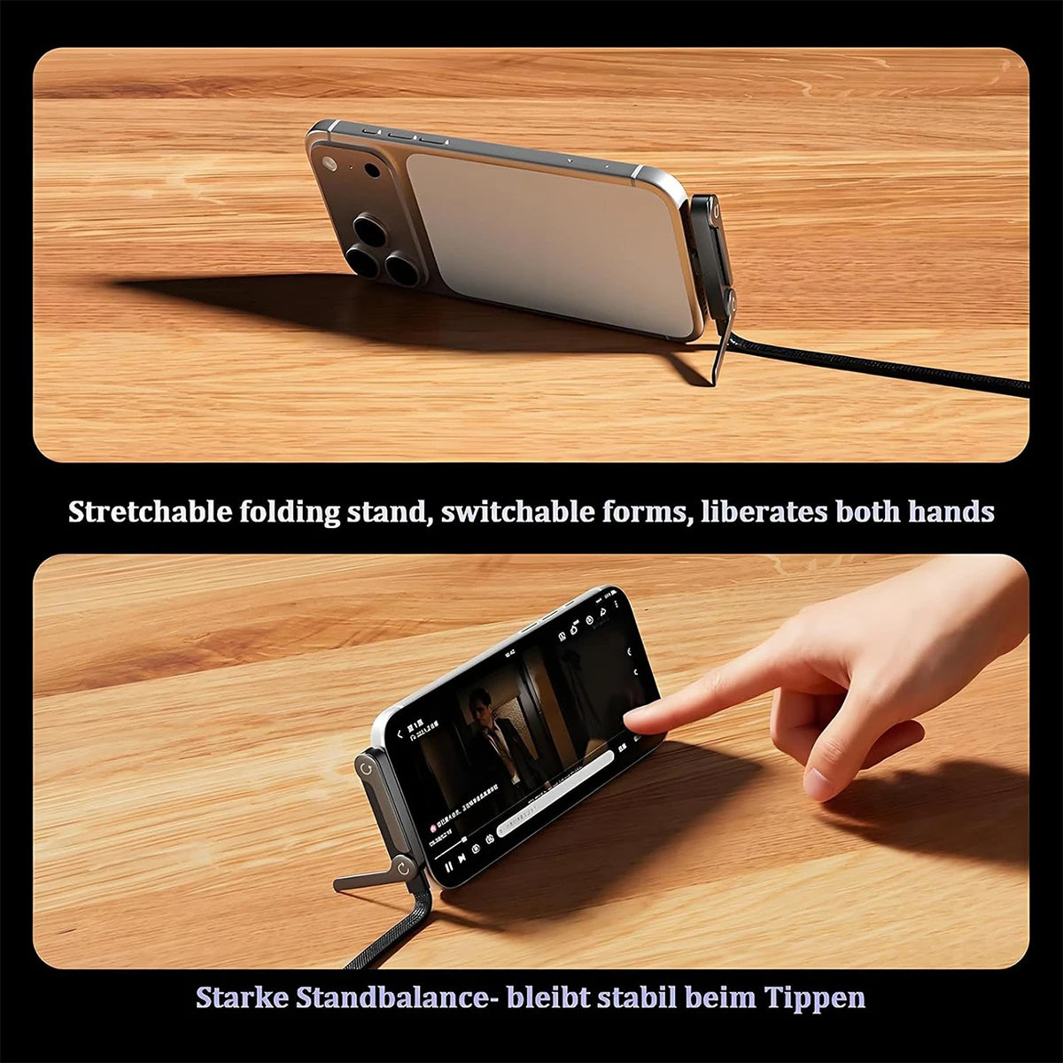 Ankndo 240W Fast Charging Foldable Phone Stand with 360 Rotating Type C Charging Data Cable 2-In-1 Phone Tablet Foldable Holder