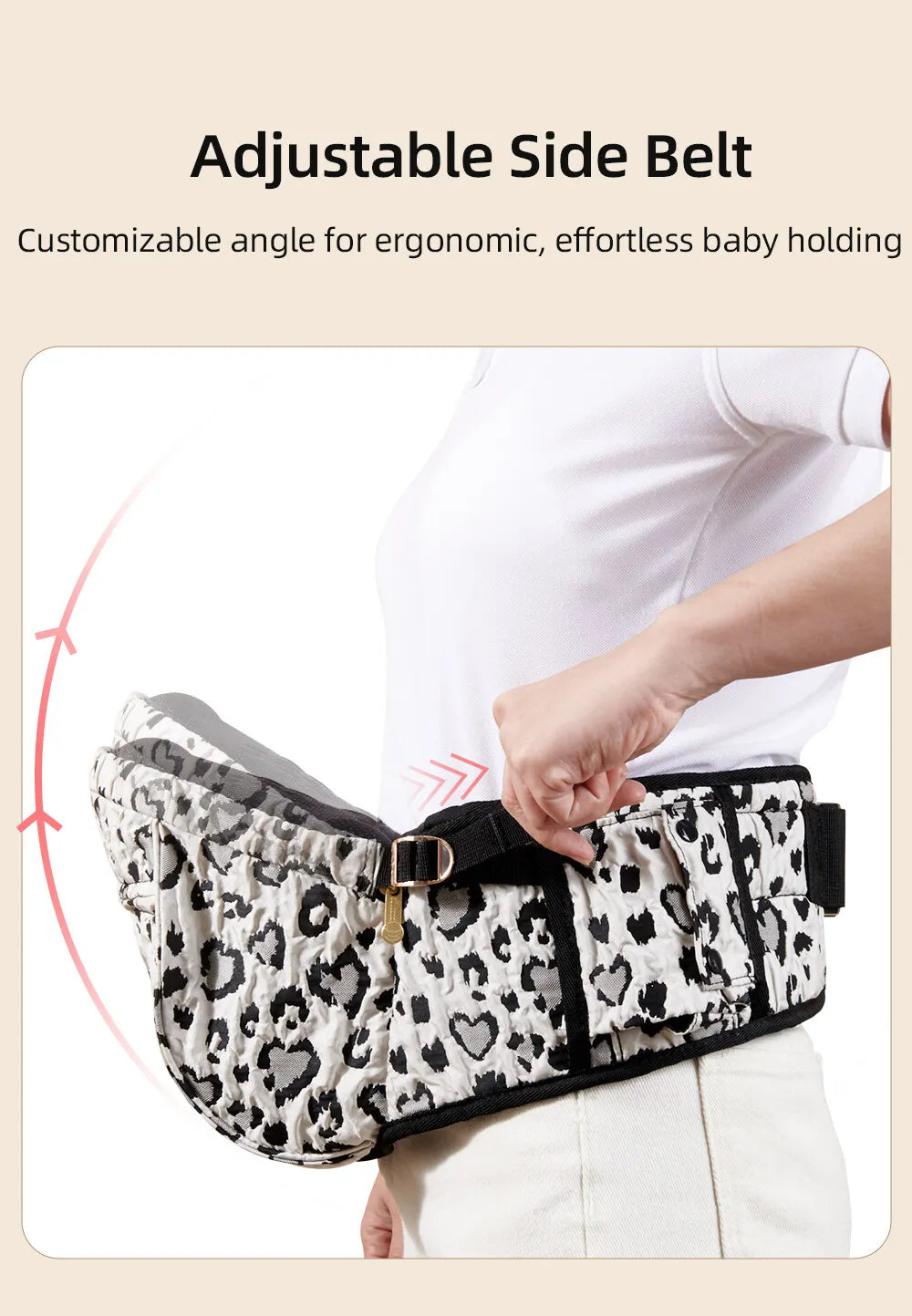 SUNVENO Baby Carrier Fashion Leopard Print Waist Stool Non-Slip Hip Seat Surface for 3-36months Newborns & Toddlers