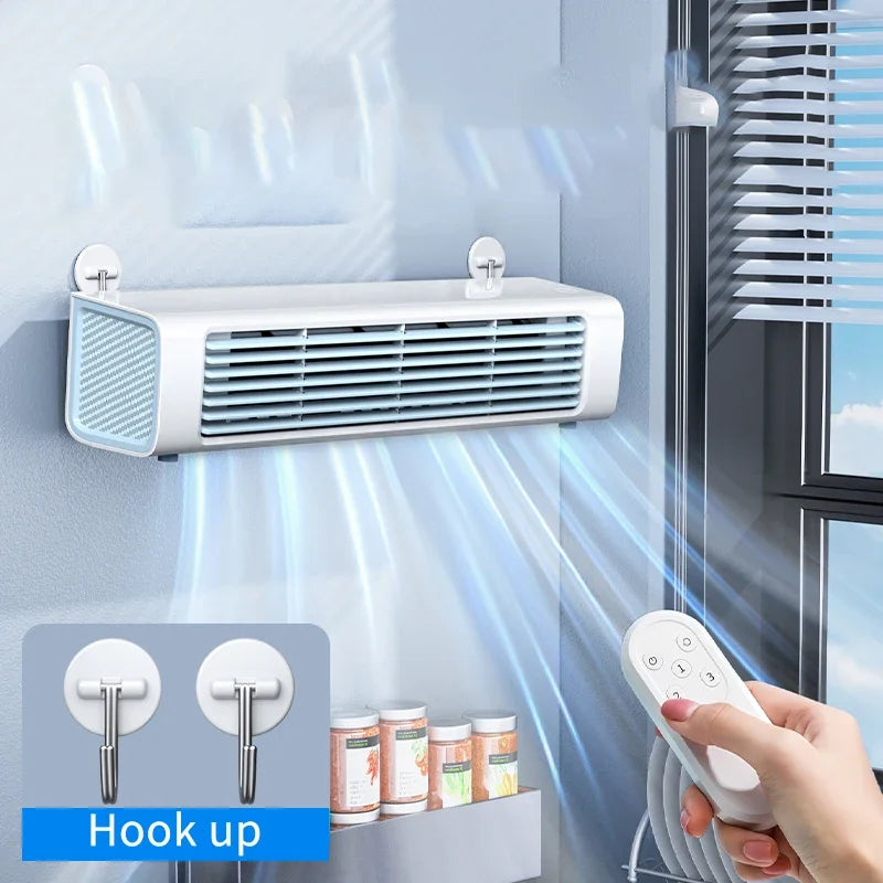 Eary Wall-mounted Fan with Remote Control Summer Strong Fan Bladeless Tower Airflow Cooling Air Conditioner Fan for Desk Kitchen