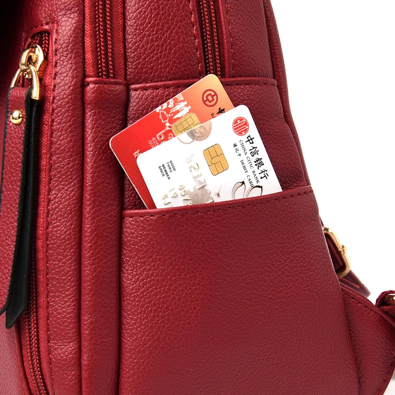 Luxury Women Leather Backpacks for Girls Sac A Dos Casual Daypack Black Vintage Backpack School Bags for Girls Mochila Rucksack
