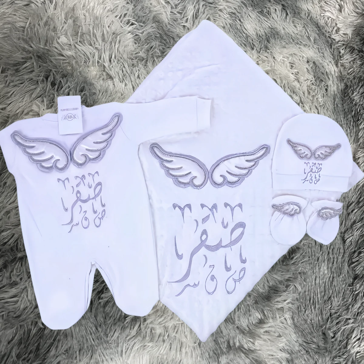 Customized Name Newborn Baby Boss Embroidery Lace Romper Outfit Infant Wrapped Baby Products Pants Mittens Receiving Blanket