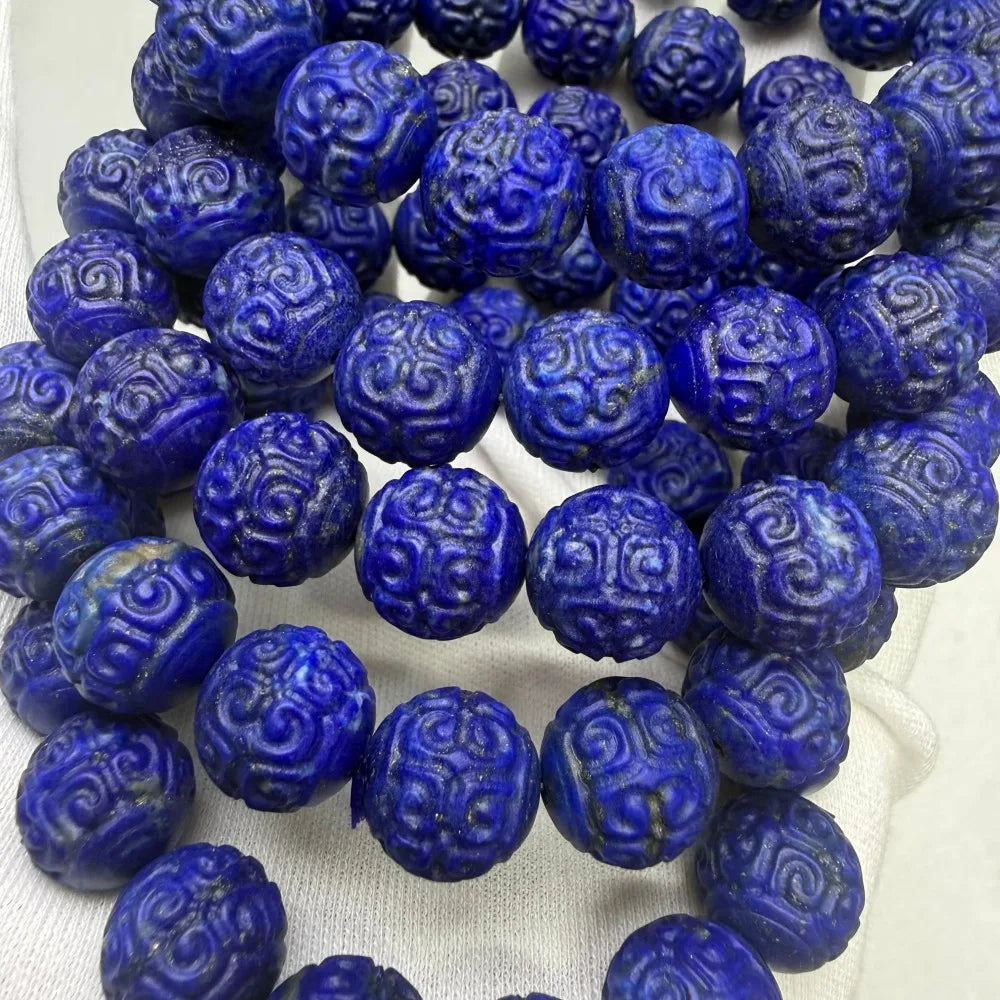 Natural Imperial Blue Lapis Lazuli Carved Loose Beads Stone Afghanistan Origin Fashion Jewelry DIY Auspicious Prestyle & Meihan