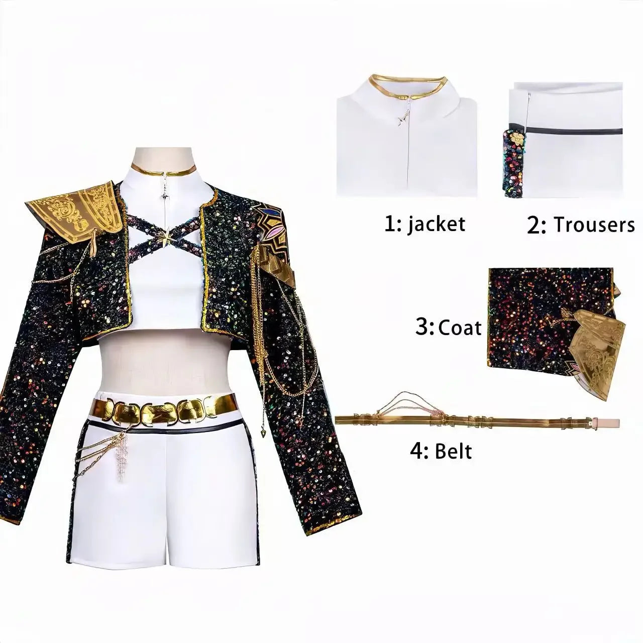 Halloween   Rumi Zoey Mira Stage Performance Outfit Cosplay Costume with Wig Role Playi Suit