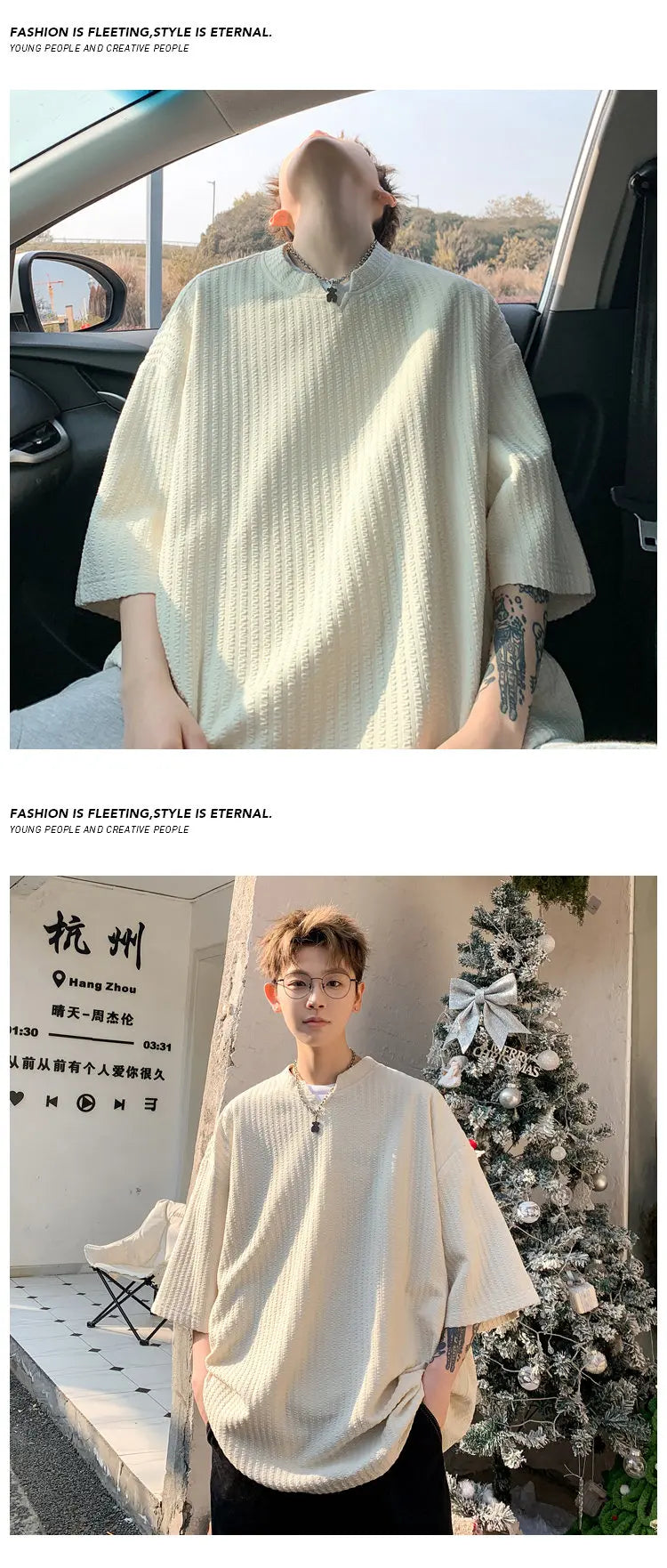 2026 Summer New  Style Fashion for Men's Large Size V-neck T-shirt Loose Top Casual Wind Breathable Quick Drying Short Sleeves