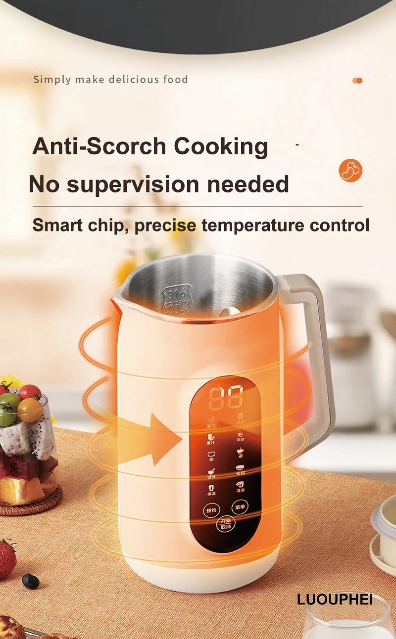 1.8L Soy Milk Machine 18h Appointment Filter-free Wall Breaking Machine Mixer Home Electric Juicer Multifunctional Food Process