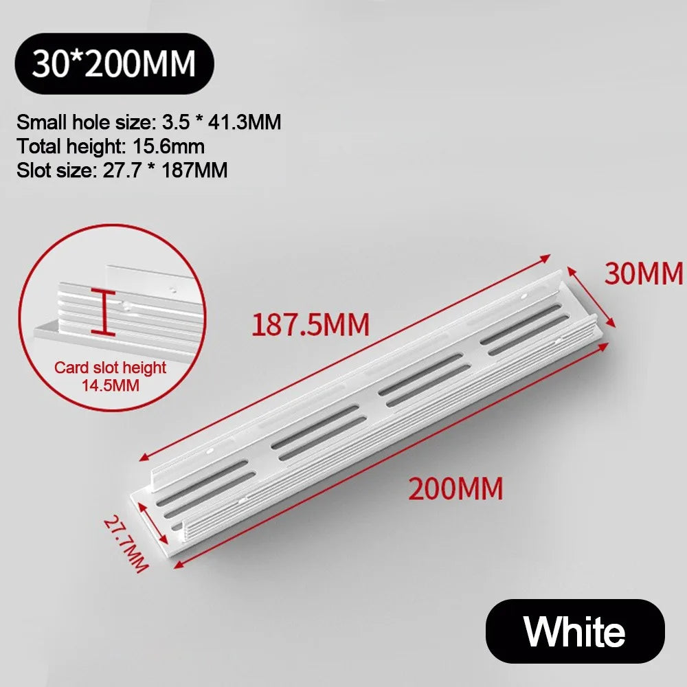 Aluminum Alloy Cabinet Breather Hole Cover Rectangle Breathable Mesh Wardrobe Air Vent Decor 30mm Wide Ventilator Grille Cover