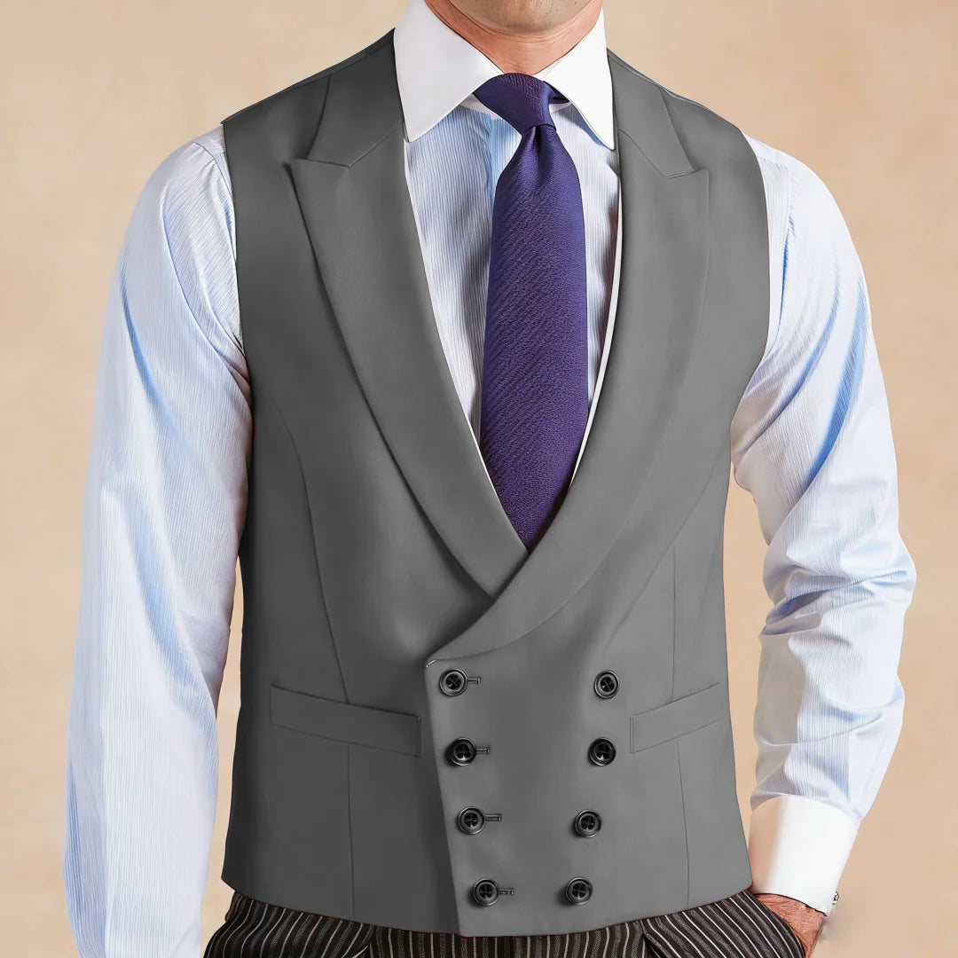 Men Vest White With Lapel Solid Double Breasted Waistcoat For Wedding Banquet Business Work Office Casual Daily Men Suit Vest