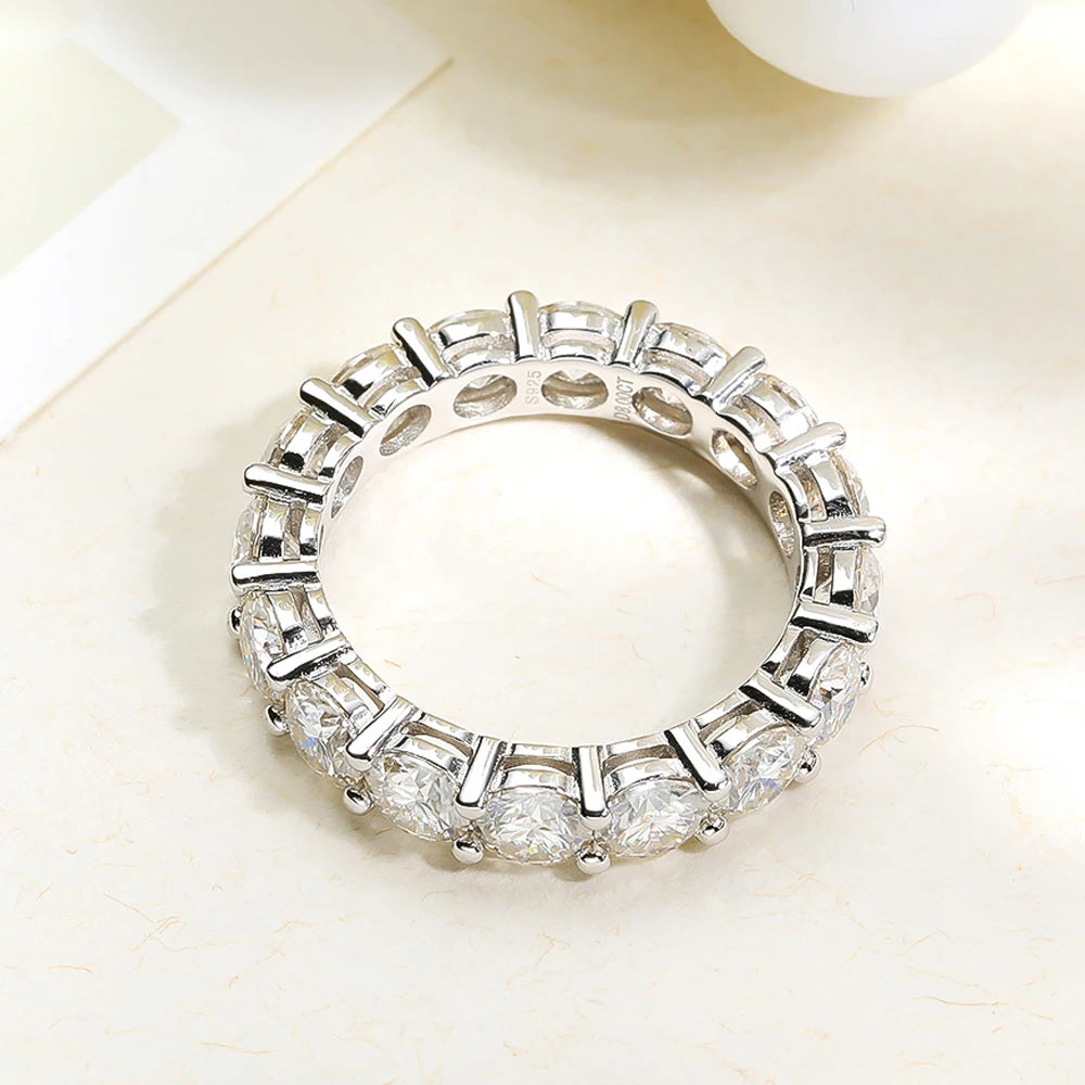 Serenity 3mm 5mm D Color All Moissanite Row Rings For Women Wedding Bridal 100% S925 Sterling Silver Plated 18K Eternity Rings