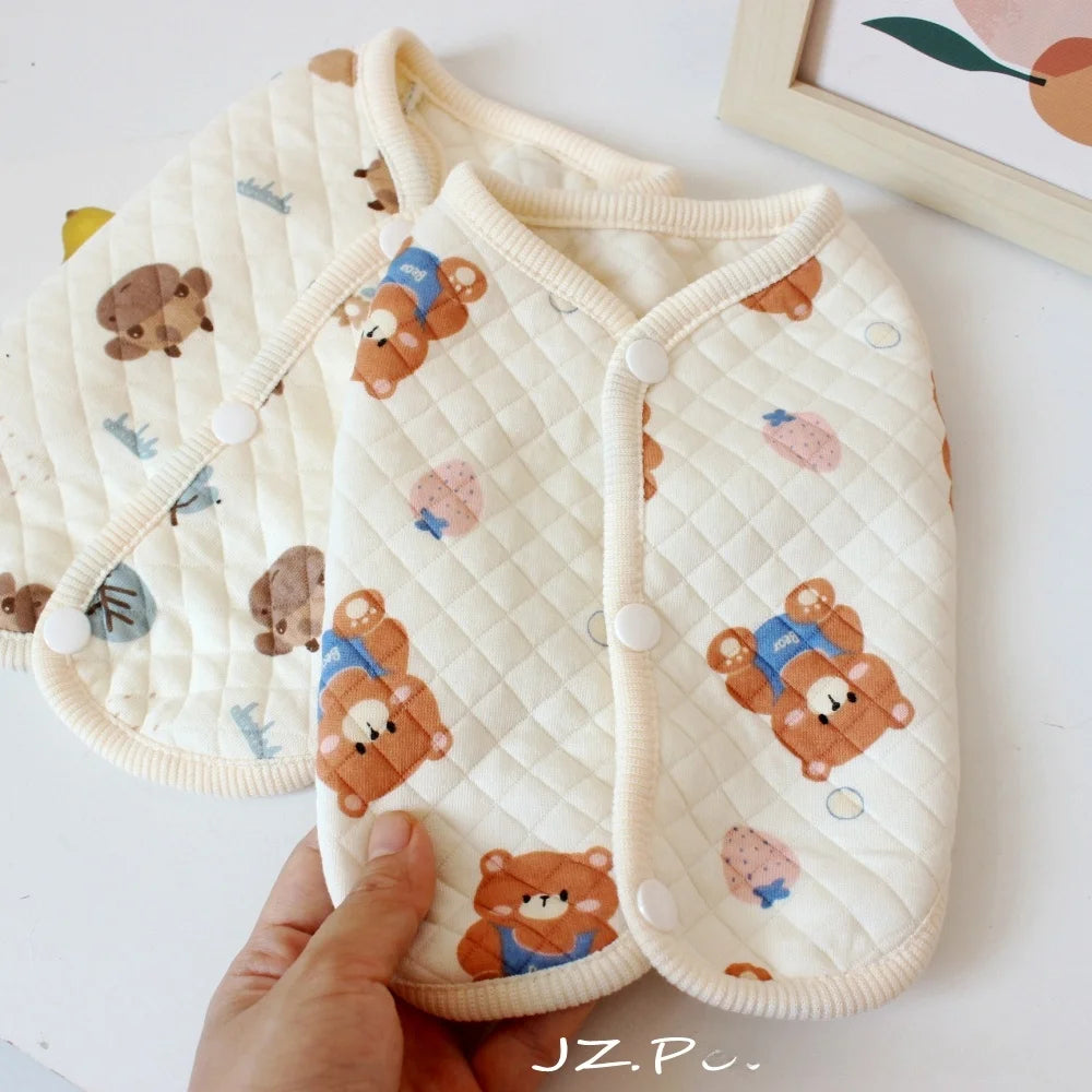 Cotton Pet Open Cardigan For Small Medium Dogs Cats Winter Warm Dog Clothes Teddy Bichon Cute Dogs Vest Pet Apparel