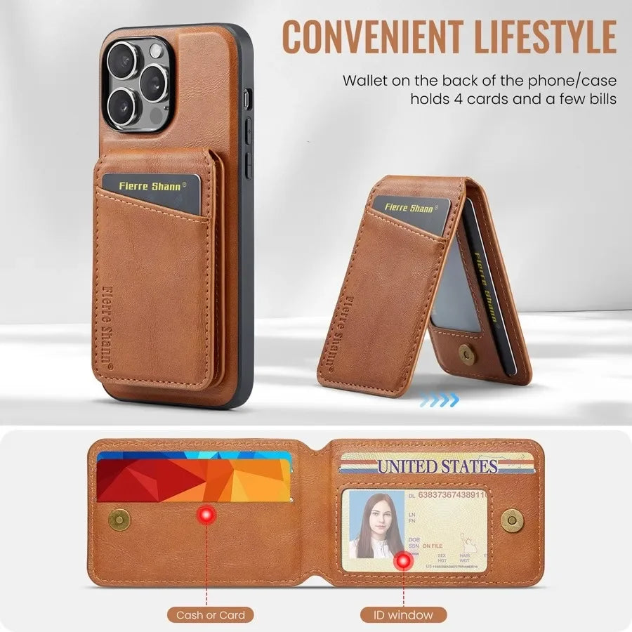 Magnetic Detachable Leather Wallet Phone Stand Case Wireless Charge Cover for iPhone  18 17Air 11 12 13 14 Plus 15 16 17 Pro Max