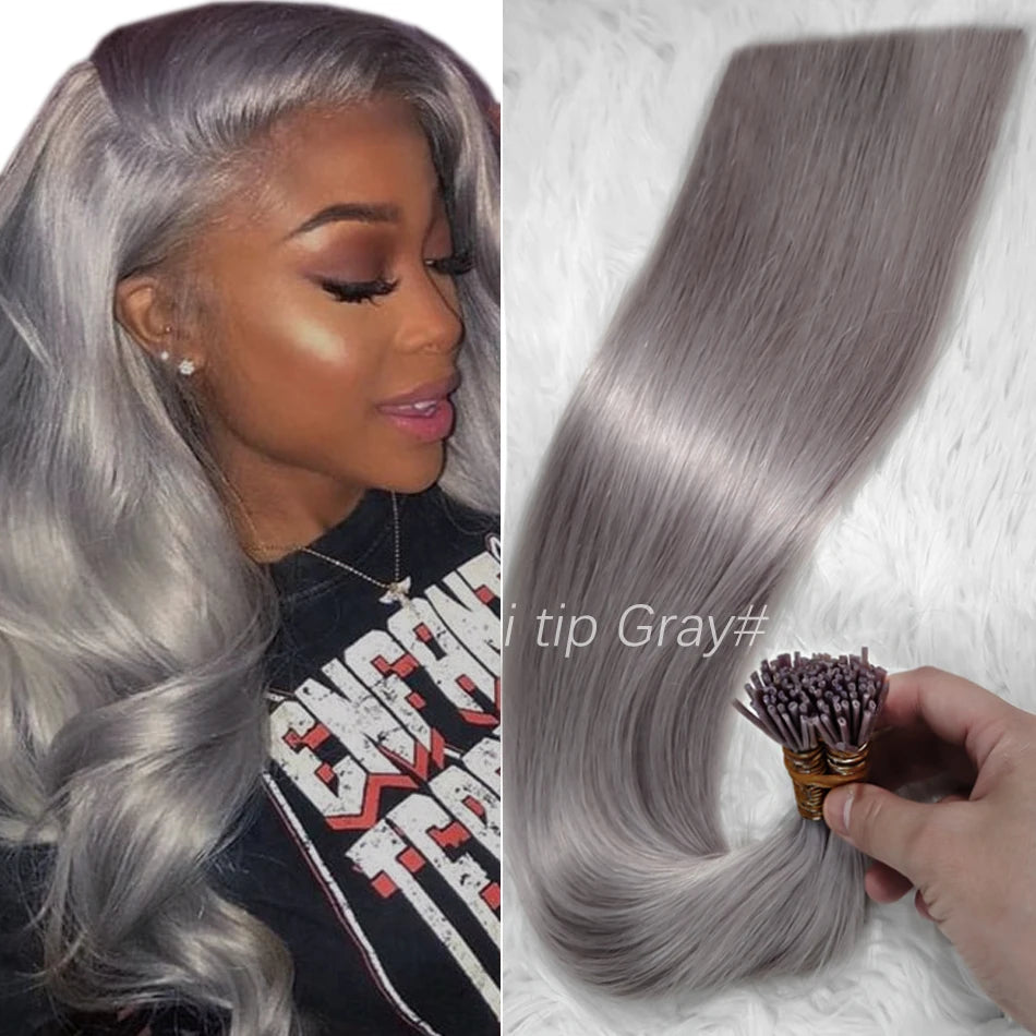 Human Hair i tip 100% human hair extensions Keratin Straight Brazilian Remy Human Hair Natural Capsule Hair Extension  30 inch