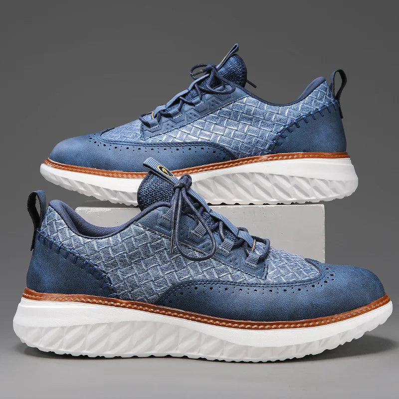 New Shoes for Men Leather Casual Shoes Fashion Breathable Brogues Sport Shoes Street Cool Chunky Sneakers