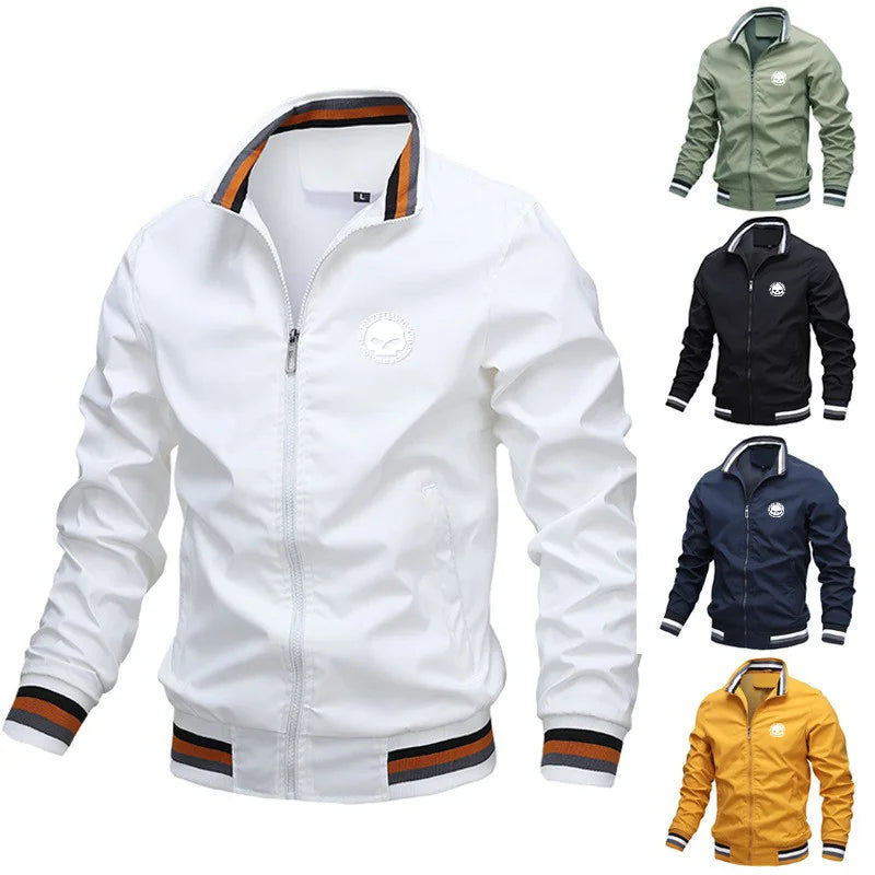 Autumn Winter Men's Stand Collar Casual Zipper Jacket Outdoor Sports Coat For Harley Davidson Motorcycle Styling Accessories