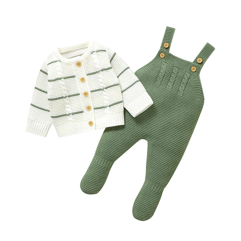 Winter Baby Clothes Sets Autumn Casual Long Sleeves Sweaters Jackets+Rompers Infant Boys Girls Outfits 2Pcs Knitted Toddler Wear