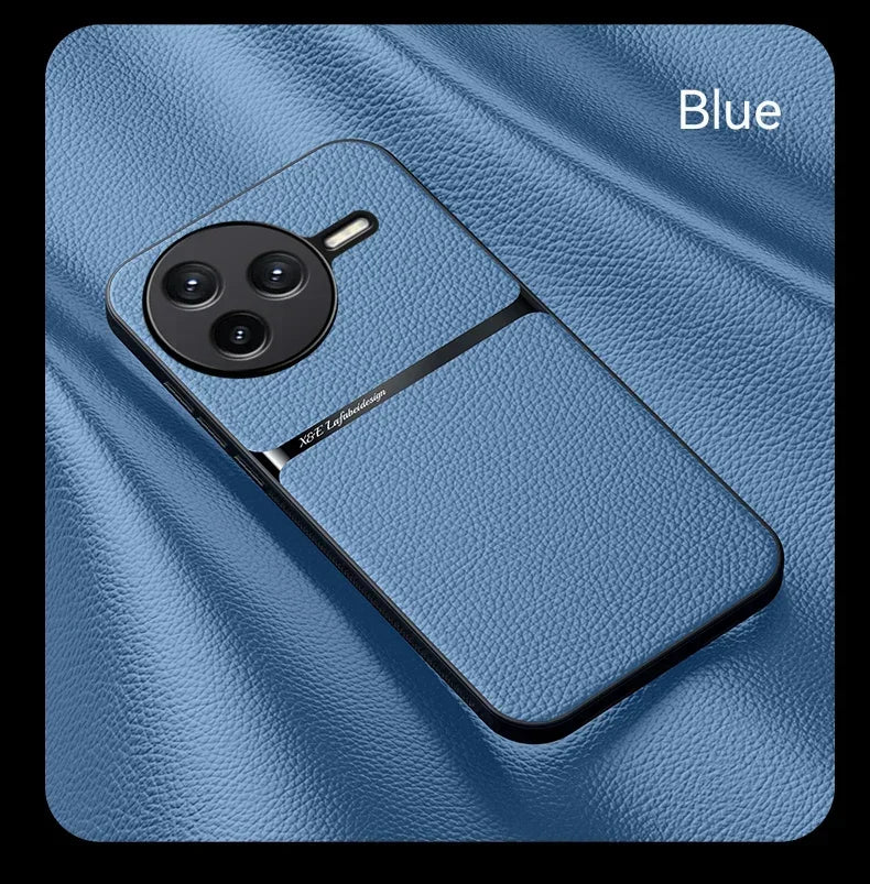 Car Magnetic Hilder Texture Leather Case For POCO F7 Ultra Soft Silicone Protection Shockproof Cover