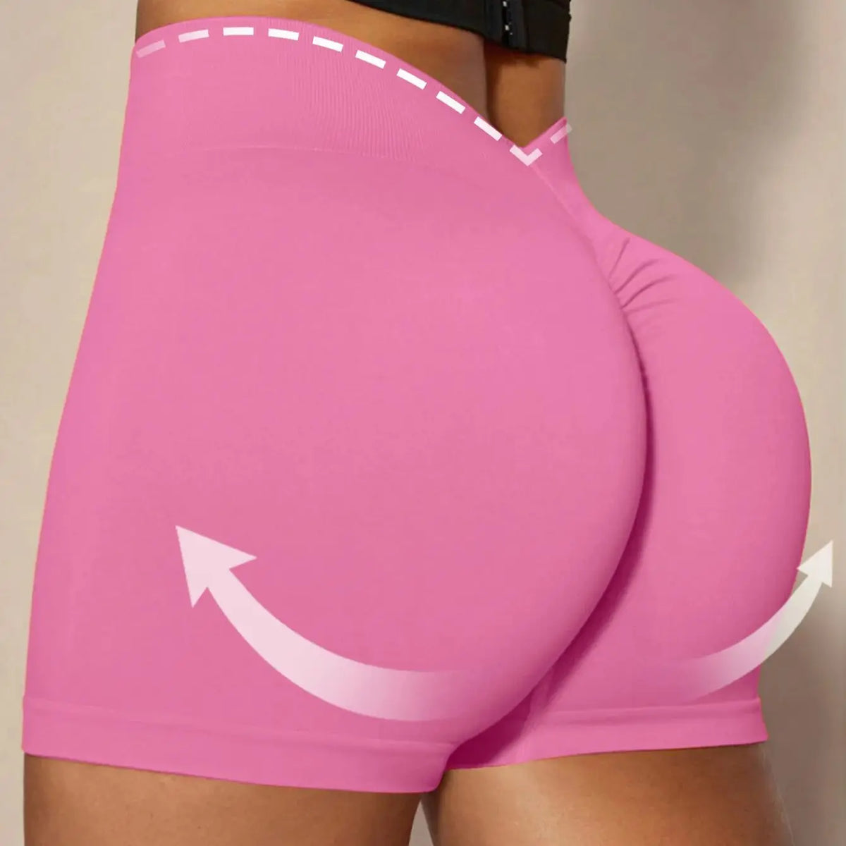 Women V Back Gym Shorts Solid Outdoor Athletic Scrunch Workout Biker Yoga Pants Leggins Sports Fitness Short Tights Elastic