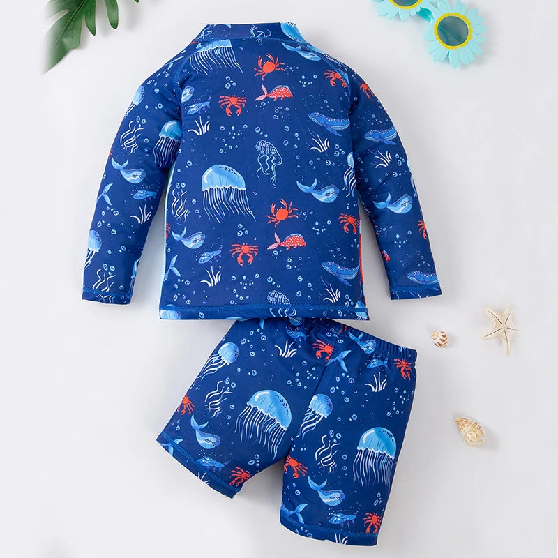 Girl and boy split swimsuit cartoon sunscreen baby boy and girl cute hot spring children's swimsuit children's accessories