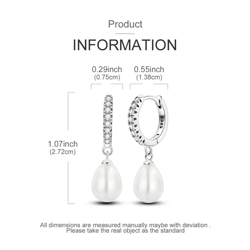 925 Sterling Silver Sparkling Drop Pearl Earrings Women Drop Earring For Anniversary Wedding Jewelry Gifts