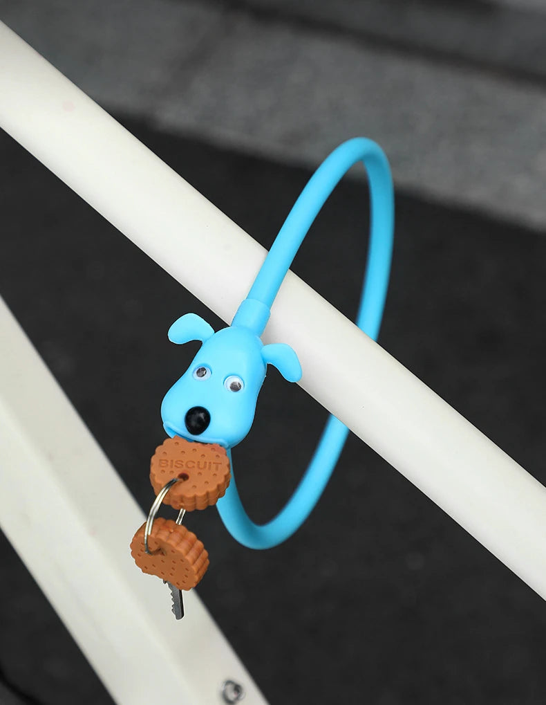 Bike Lock Creative Puppy Children's Bike Anti-theft Cute Cartoon Ring Portable Key Lock Cycling Gear Road Bike Riding Equipment