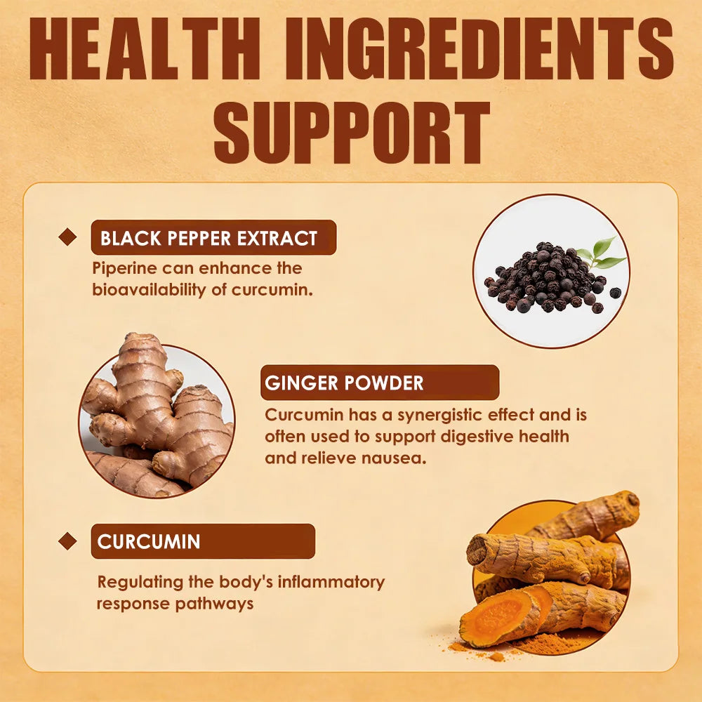 Turmeric Ginger Piperine Capsules – Curcumin 95% with Black Pepper, Gut, Joint & Immune Support, Vegan Supplement, 120 Capsules