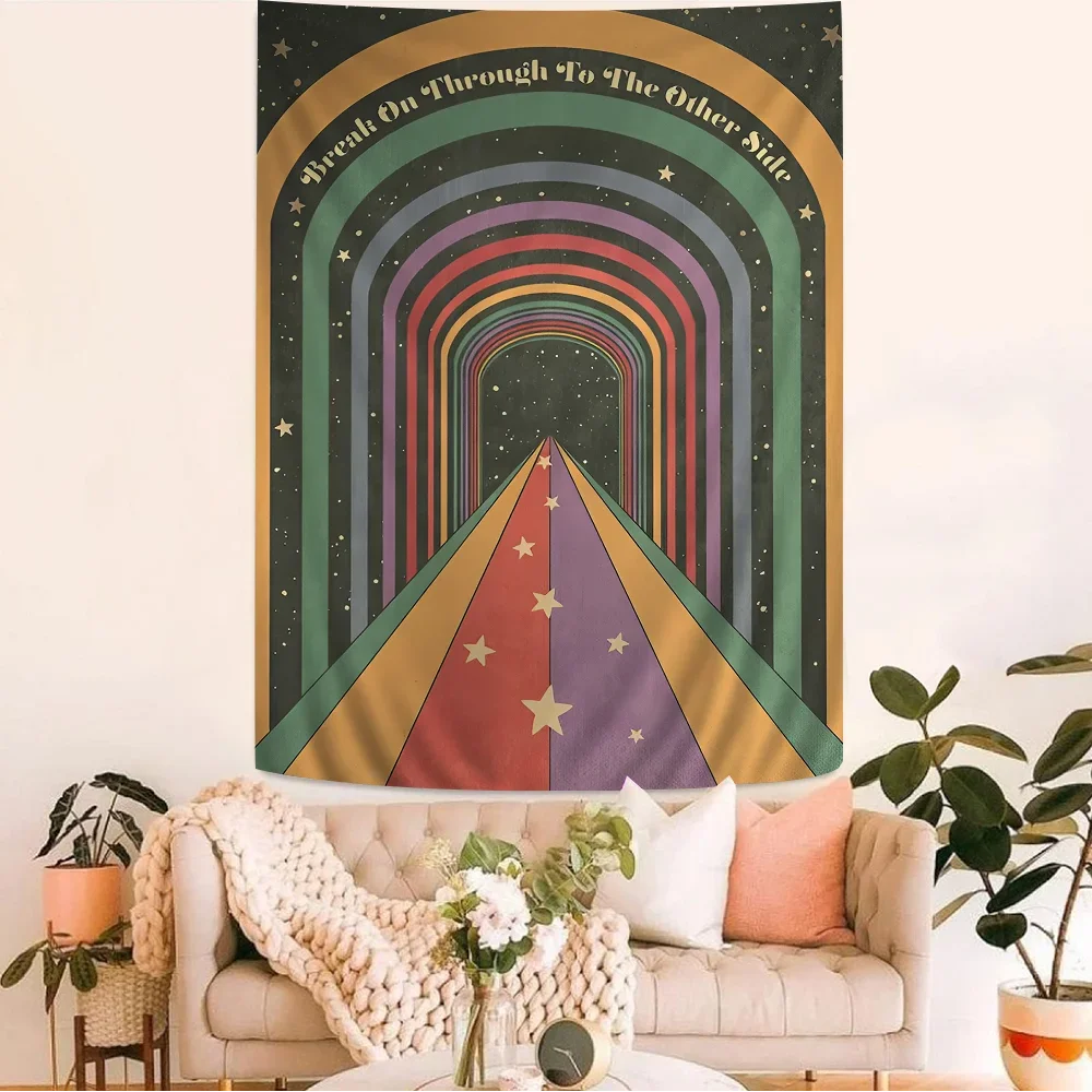 Retro Bohemian Psychedelic 70s DIY Wall Tapestry Science Fiction Art Home Decor for Room
