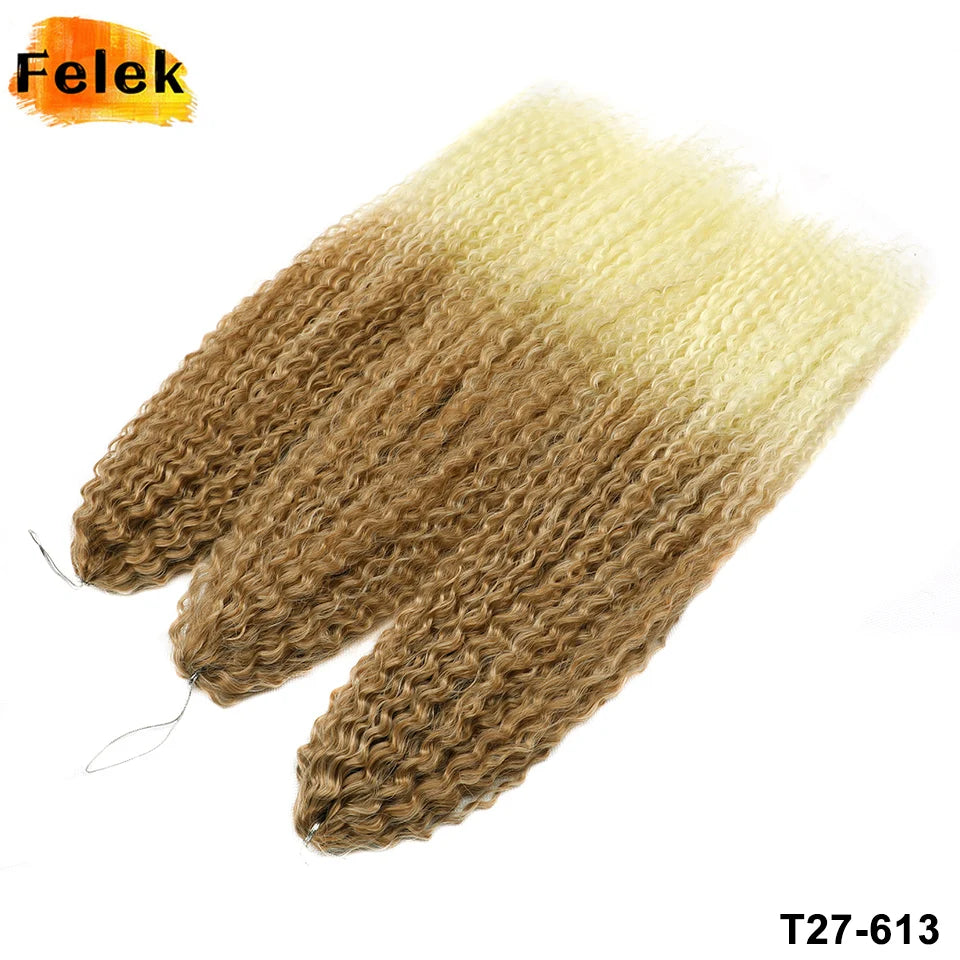 3-7Pcs Synthetic Brazilian Crochet Braids Hair for Women 20-28" Ombre White African Curls Kinky Curly Braiding Hair Extensions