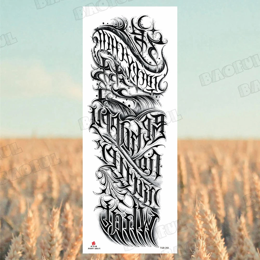 BAOFUL Full Arm Sleeve Temporary Tattoos For Women Men Realistic Wolf Lion Warrior Maori Fake Tattoo Stickers Thigh Leg Tatoos