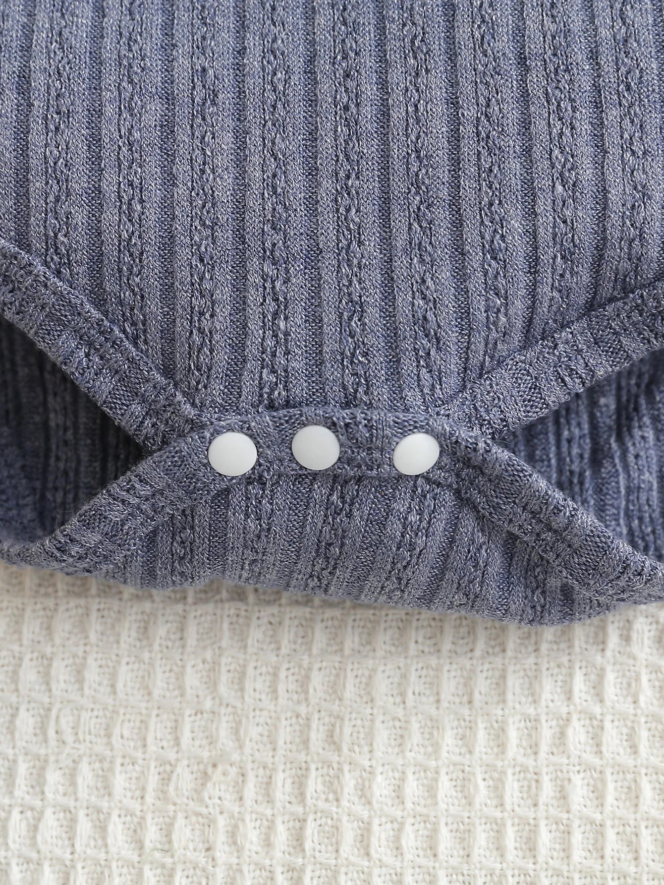 Baby Autumn Winter Knitted Blue Long Sleeve Crawler Suit with Long Pants Infant Clothing Set for Toddlers