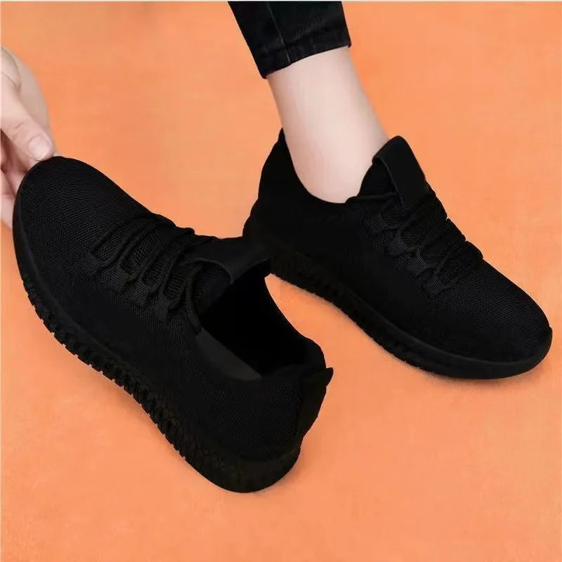 Women Casual Sport Shoes Light Sneakers Women's Black Outdoor Breathable Mesh Black Running Shoes Athletic Jogging Tennis Shoes