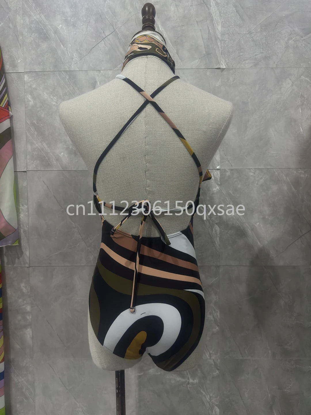 Luxury Design Women's Brown Headband Scarf Swimsuits with Letter Signature Logo Classic Brand Headband Bikini Sets Beachwear
