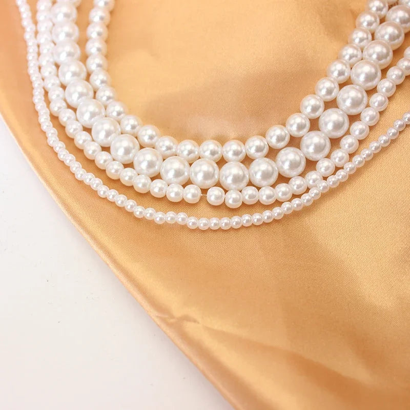 4 5 6 8mm White Pearl Chokers Necklace Clavicle Chain For Women Classic Fashion Elegant Wedding Neck Jewelry Love Pendant Gift