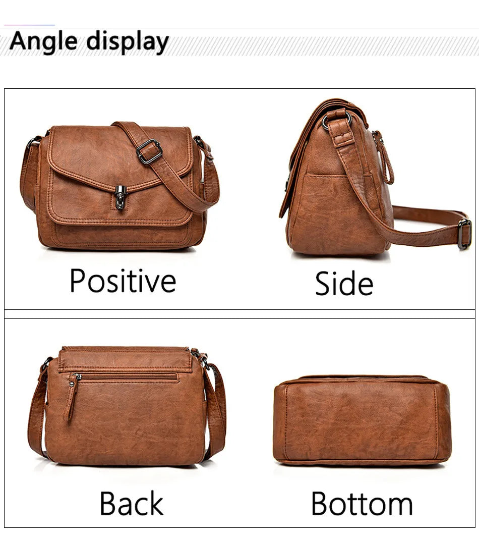 Vintage Soft Leather Women's Crossbody Bag Luxury Designer Handbag Small 2024 Sac a Femme Femmels' Shoulder Bags