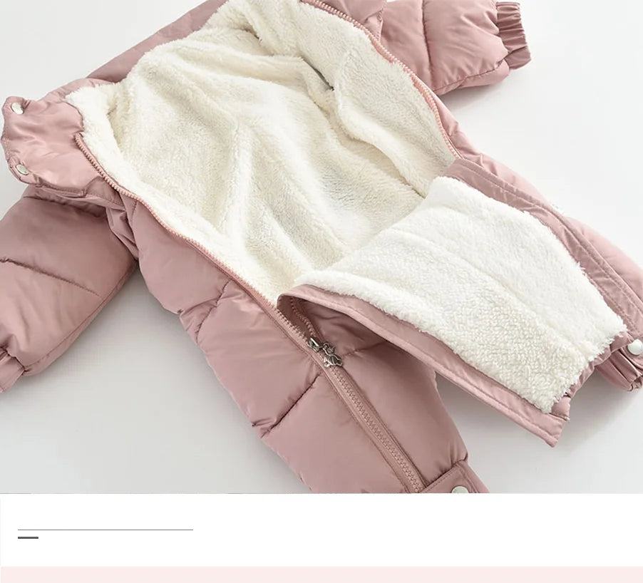Ircomll Winter Baby Jumpsuit Thick Warm Infant Hooded Inside Fleece Jacket Newborn Boy Girl Coat Overalls Cotton Down Jacket