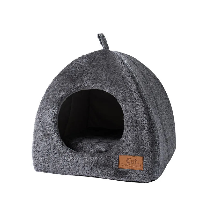 Enclosed Cat House - Winter Warm & Thickened Triangular Deep Sleep Pet Bed for Cats & Small Dogs | Cozy & Insulated Pet Shelter