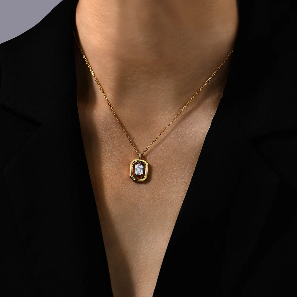ATTAGEMS Top Quality Moissanite Diamond Necklace for Women Solid 10k 14k 18k Yellow Gold Penant Fine Jewelry Gifts Wholesale New
