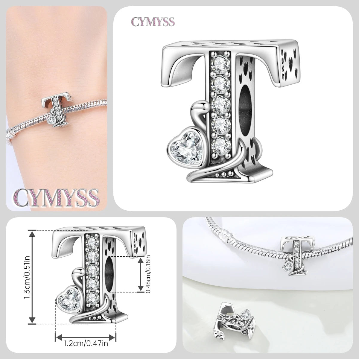2026 New 925 Sterling Silver Zircon Scroll Grass Pattern 26 Letter Bead Charms for Women Fit DIY Bracelet Necklace Jewelry Gift