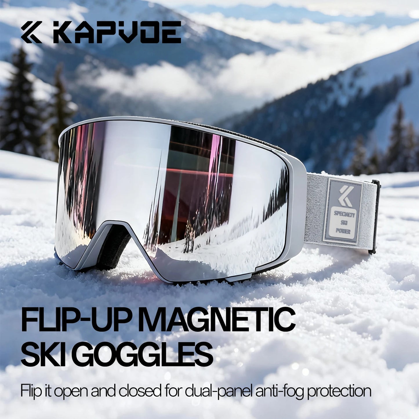 Kapvoe 2026 Skiing Eyewear Flip Ski Goggles Photochromic Snow Goggles Men Snowboard Mask Protection Glasses Snowmobile Winter
