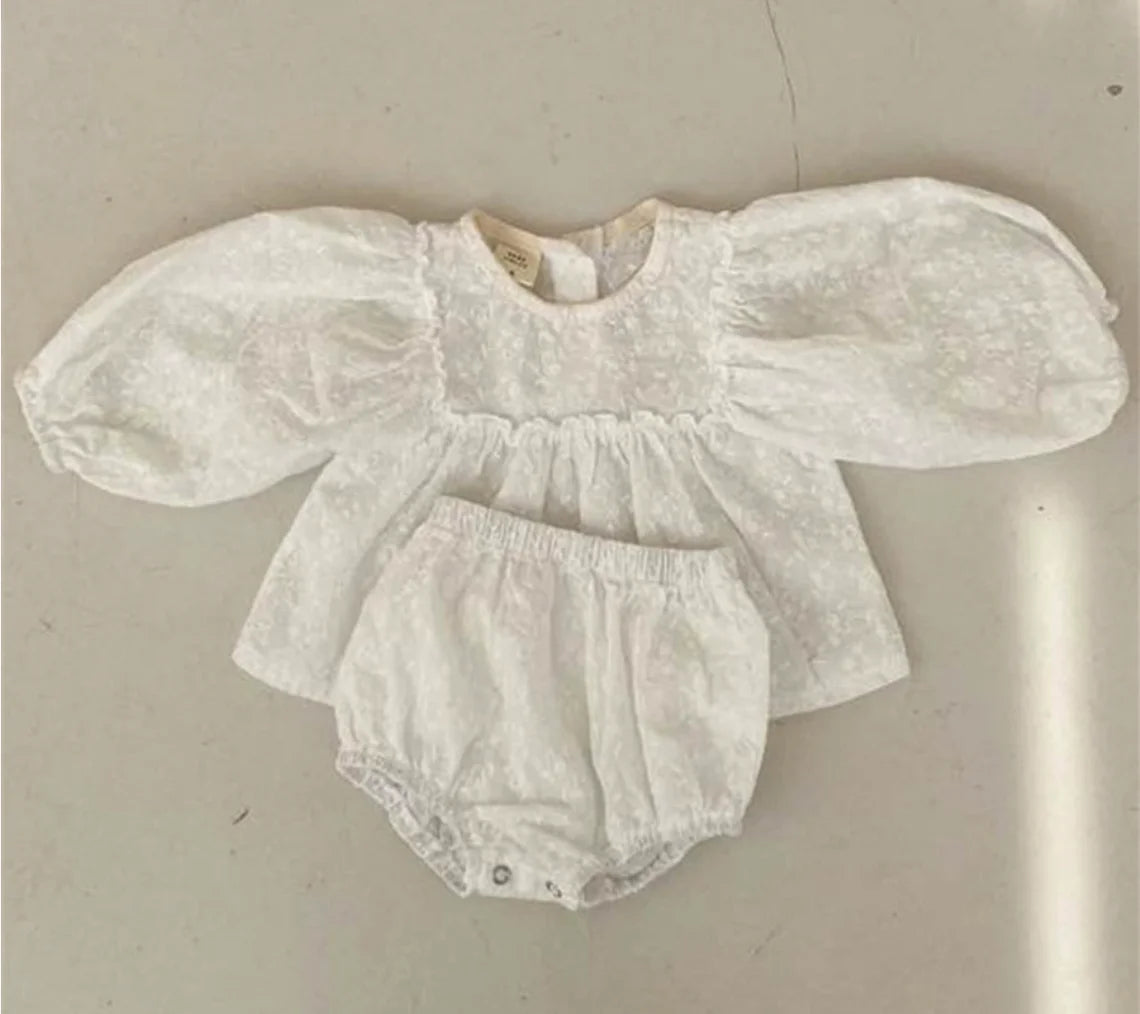 Spring Baby Girls Sets Girls Cotton Plaid Lace Blouse+Bottom Shorts Set for Kids Infant Outfits 0-3T Baby Girl Clothing Outfits