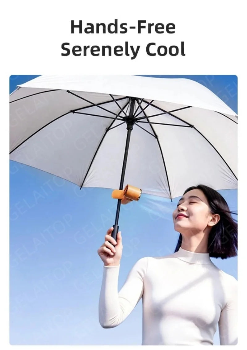 Lady's Mini Fan Handheld Small Portable Fan Cooling Turbo 5 Speeds 3000mAh LED Display 180° Rotatable Clip Rechargeable Fans