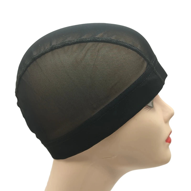 1/3/6Pcs Black Stretchy Breathable Mesh Dome Wig Cap Spandex Base Stitched Guidelines Non-Slip for Wig Making & Salon DIY