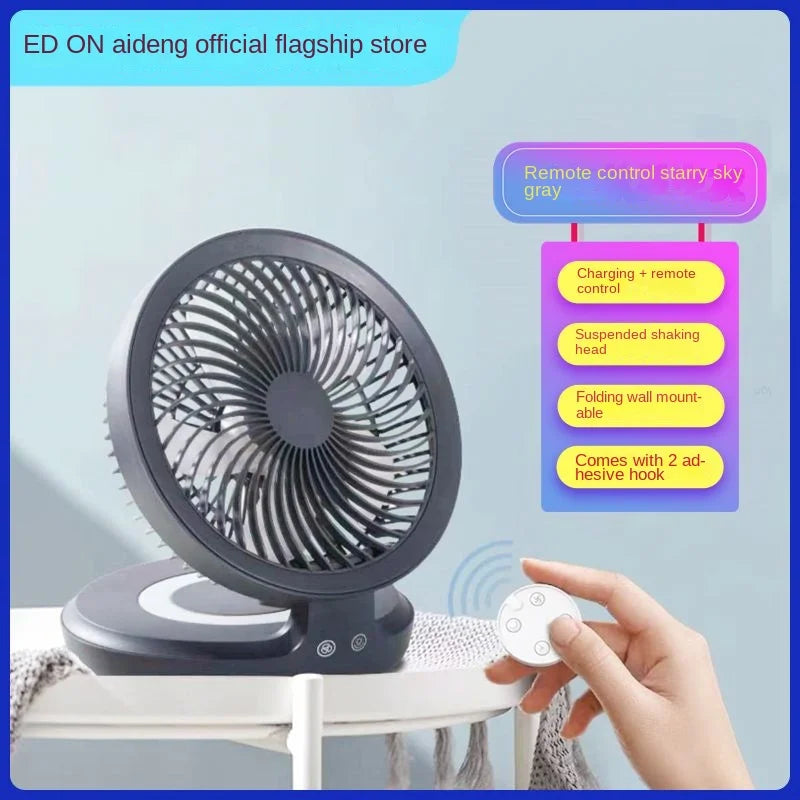 Edon Air Circulation Fan Wireless Suspended USB Rechargeable Night Light Touch Control 4 Wind Speed Folding Electric Fan