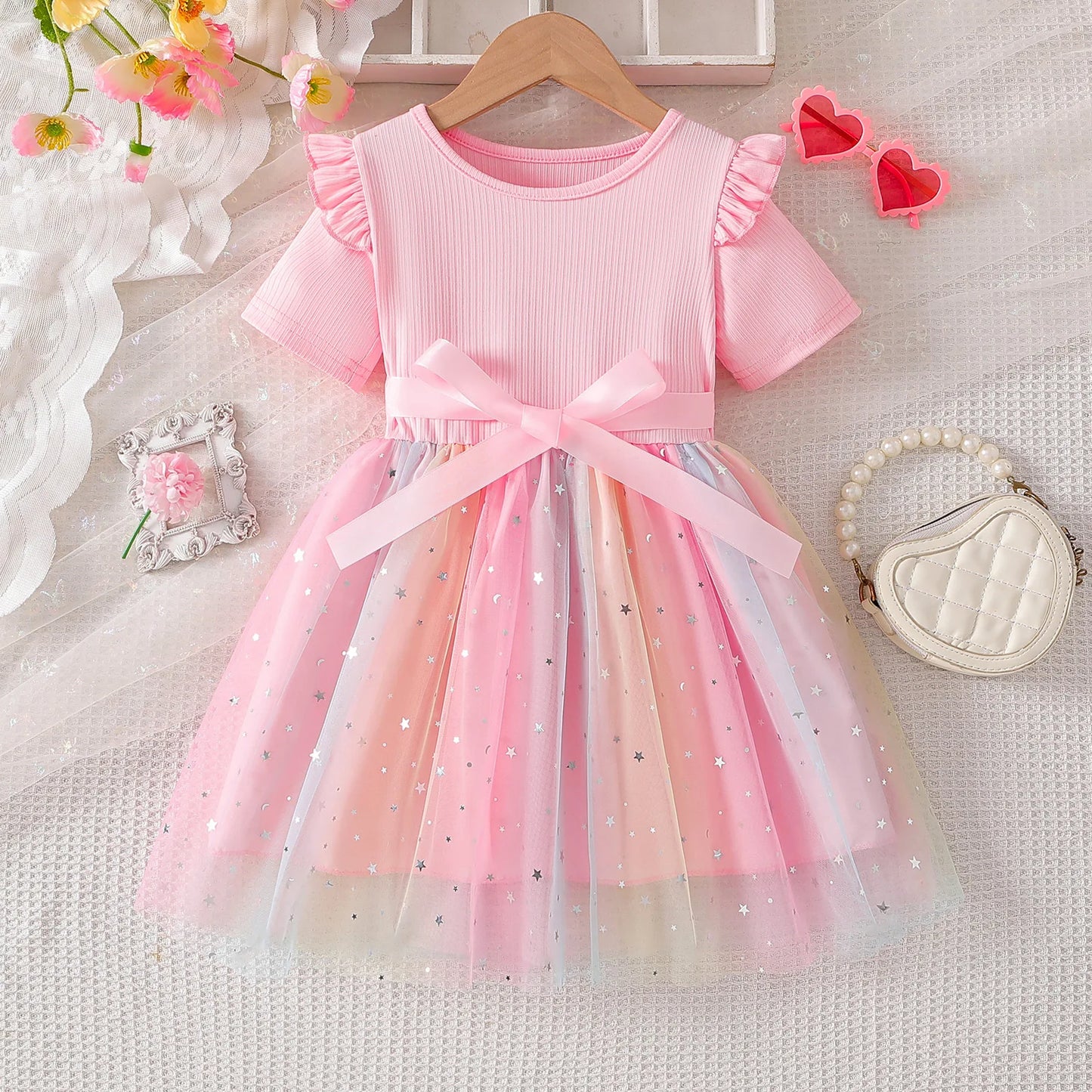 Korean Style Polka-dot Summer Dresses for Girls Cute Layered Sleeveless Casual Baby Kids Dress Baby Girls Clothes