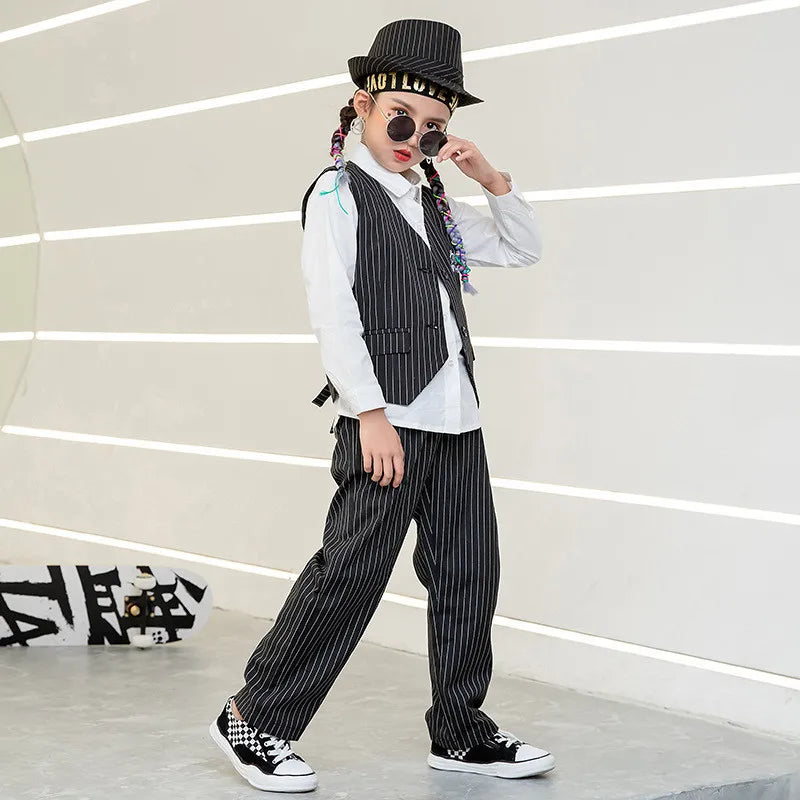 Kids Performance Costume Stage Outfit for Hiphop Dance Clothing Boys Girls Jazz Breaking Streetdance Waistcoats