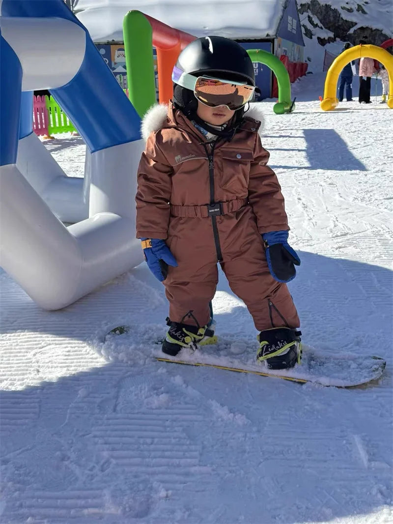 Baby Winter Jumpsuit Thicken Boys Ski Suit Coat 1-5Yrs Warm Children Jacket Waterproof Hooded Baby Girls Snowsuit  -30 Degree