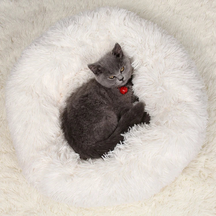 Round Dog Bed Long Plush Pet Kennel Washable Cat House Soft Cotton Mats Sofa For Small Large Dog Chihuahua Dog Basket Pet Bed