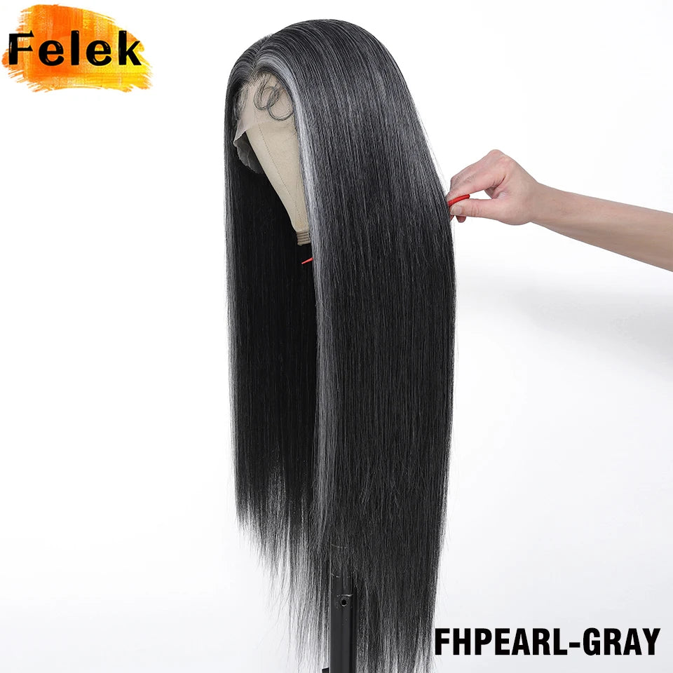 Highlight 13x6 Synthetic Lace Frontal Wigs For Women 40 Inch Long Silky Straight Lace Front Wigs High Quality American Afro Wigs
