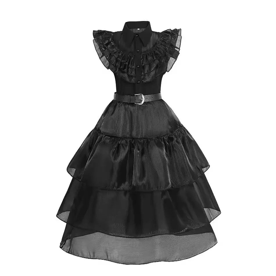 Girls Halloween Cosplay Costume Black Gothic Clothes Costume Kids Carnival Fancy Dress Up