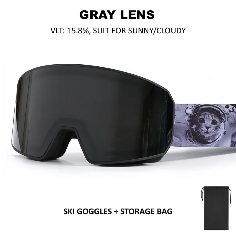 NEW Double Lens Full Ski Goggles OTG Snowboard Eyewear Adults Snow Glasses REVO Coating Anti-Fog Snow Blindness Protection